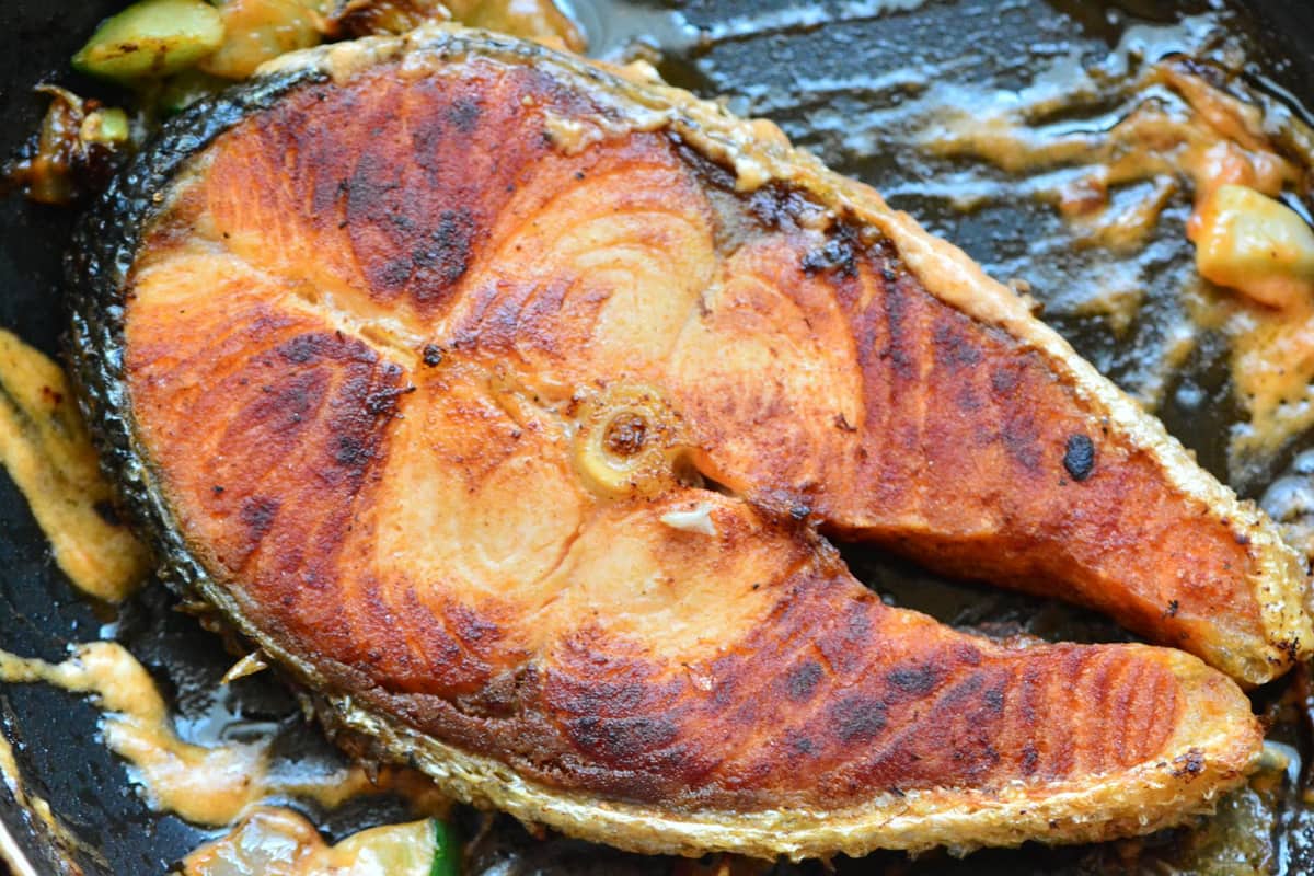 Seared Spiced Salmon Steaks with Black Bean Salsa