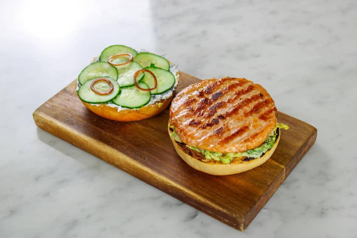 Salmon Burgers with Pickled Ginger + Coriander