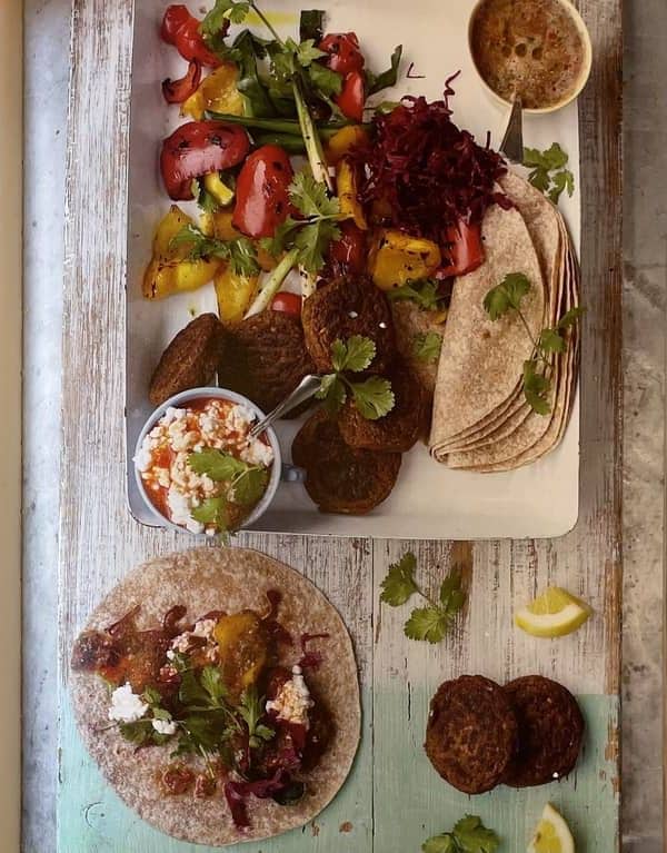 Falafel Wraps Grilled Veg & Salsa
